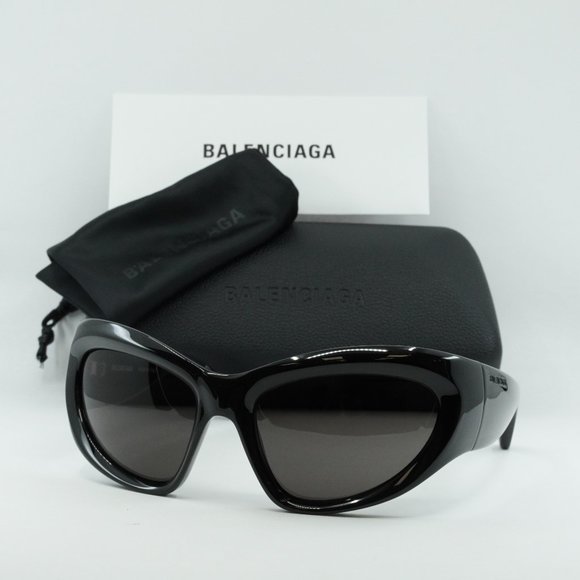 Balenciaga BB0228S 001 Geometric Sunglasses - Black/Grey main image 11